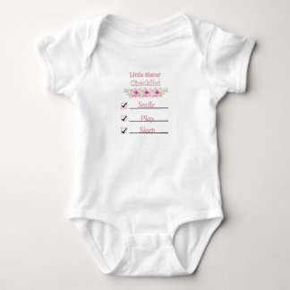 T-shirt met checklist voor kleine zus