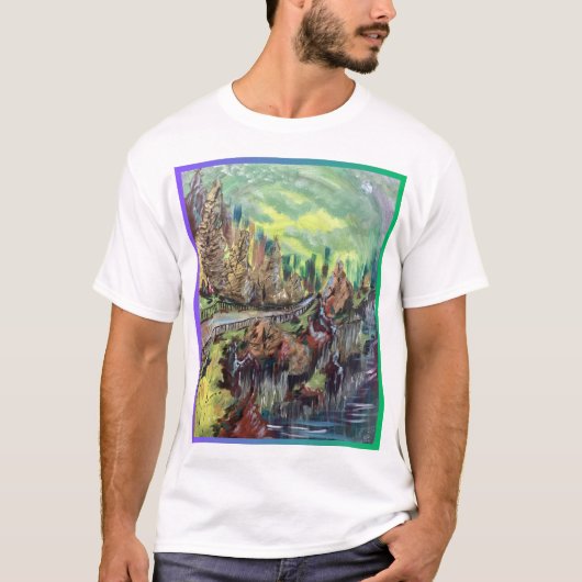 T-shirt met cliff-side scene (Voorkant)