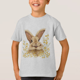 T-shirt met de print Happy Bunny in Golden Tone