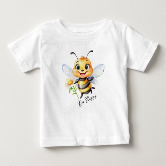 T-shirt met de tekst "Bee Happy" (Voorkant)