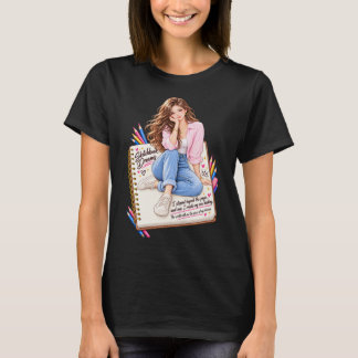T-Shirt met dromen van schetsboek creatief meisje