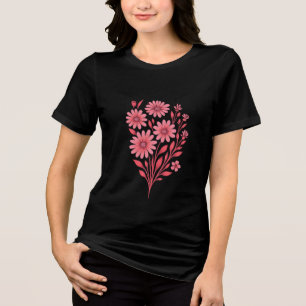 T-shirt met dubbelzijdige roze bloemenboeket