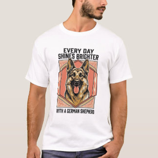 T-shirt met Duitse herder Vintage gravure Hond Lie