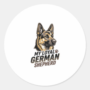 T-shirt met Duitse herder Vintage-gravure Hondlief Ronde Sticker