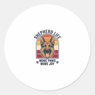 T-shirt met Duitse Herdershond Retro graveerprint Ronde Sticker