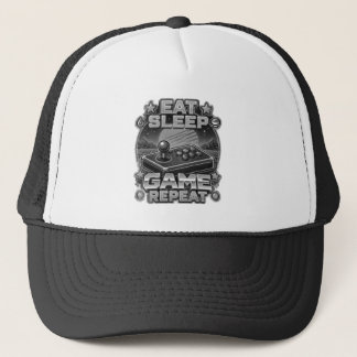 T-shirt met Eat Sleep Game Repeat Trucker Pet
