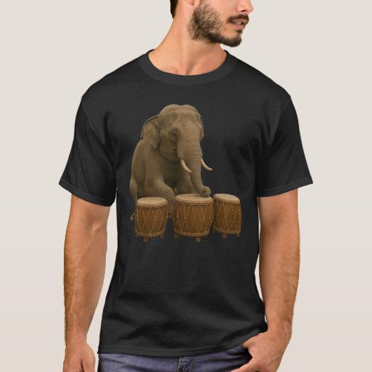 T-shirt met een drummende olifant ontwerp (Voorkant)