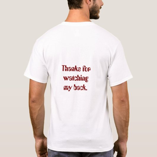 T-shirt met een serieuze grap (Achterkant)