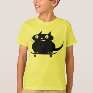 T-shirt met een zwarte katteskateboarden