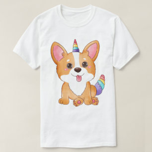 T-shirt met eenhoorn corgi