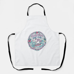 T-shirt met eenhoorn surfclub speelse grafiek_1 schort