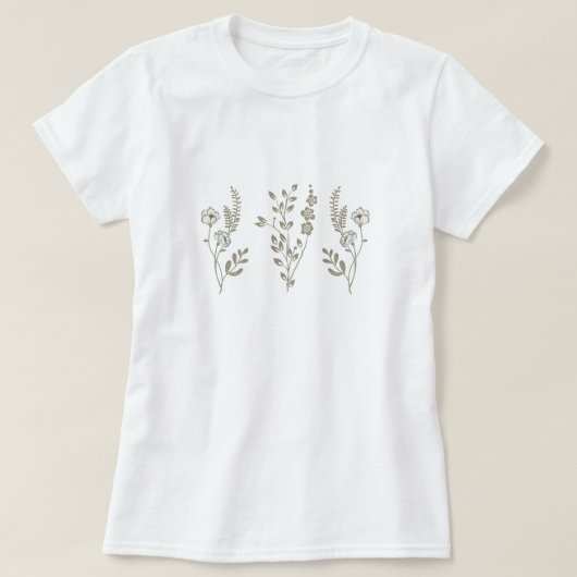 T-shirt met eenvoudig wildflower motief (Design voorkant)