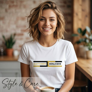 T-shirt met eigen naam in elegante formele stijl