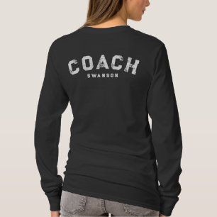 T-shirt met eigen naam voor coach, vintage varsity