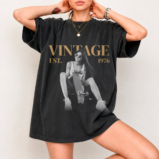T-shirt met eigen vintage foto voor verjaardag, Re