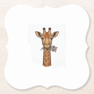 T-shirt met gegraveerde giraffe met bloemen_1 kartonnen onderzetters