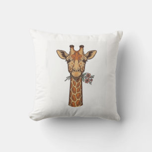 T-shirt met gegraveerde giraffe met bloemen_1 kussen