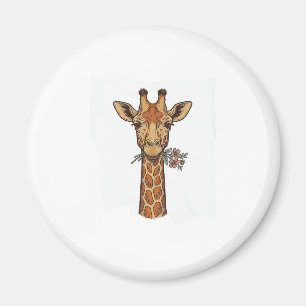 T-shirt met gegraveerde giraffe met bloemen_1 magneet