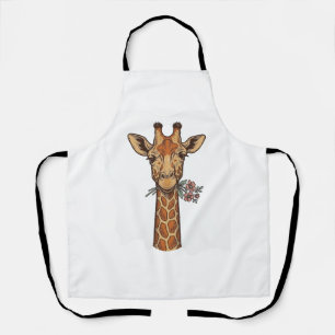 T-shirt met gegraveerde giraffe met bloemen_1 schort