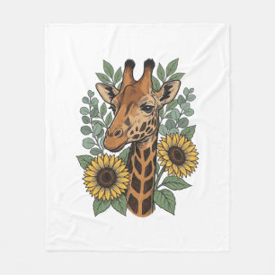 T-shirt met gegraveerde giraffe zonnebloem bloemen fleece deken