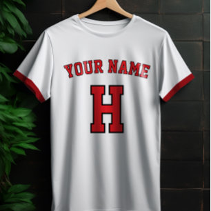 T-shirt met gepersonaliseerde vintage letter en na
