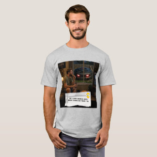 T-shirt met grappen over kauwgomwikkels robot gras
