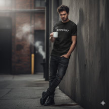 T-shirt met grappige spreuk over chagrijnige stemm
