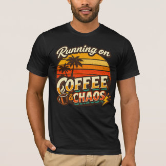T-shirt met grappige spreuk 'Running on Coffee & C