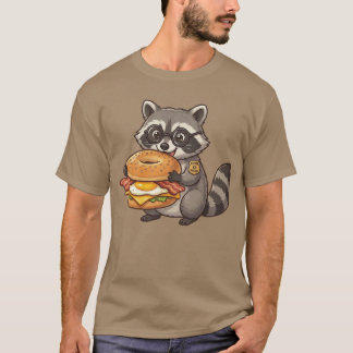 T-shirt met grappige wasbeer en ontbijtsandwich