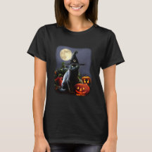 T-shirt met Halloween Cat en Pumpkins