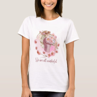 T-shirt met halve mouw met mooie pop afgedrukt