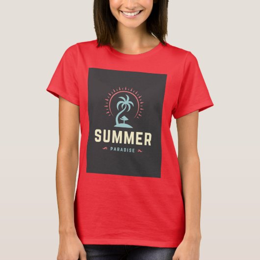 T-shirt met halve mouwen Summer Paradise Design (Voorkant)