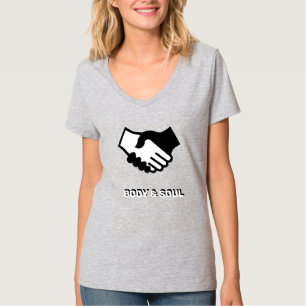 T-shirt met handen in zwart en wit voor lichaam en