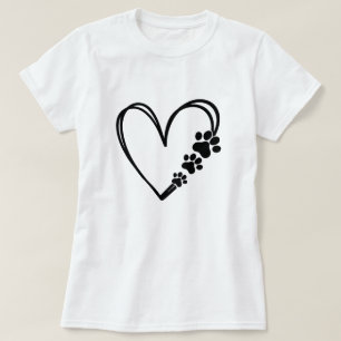 T-Shirt met hartje van hondenpootjes - Cadeau voor