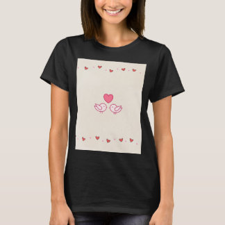 T-shirt met hartontwerp en liefdevolle vogels