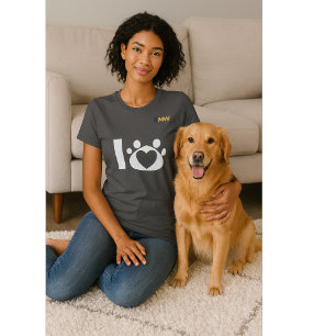 T-Shirt met Hond Moeder Poot Hart – Minimaal Cadea