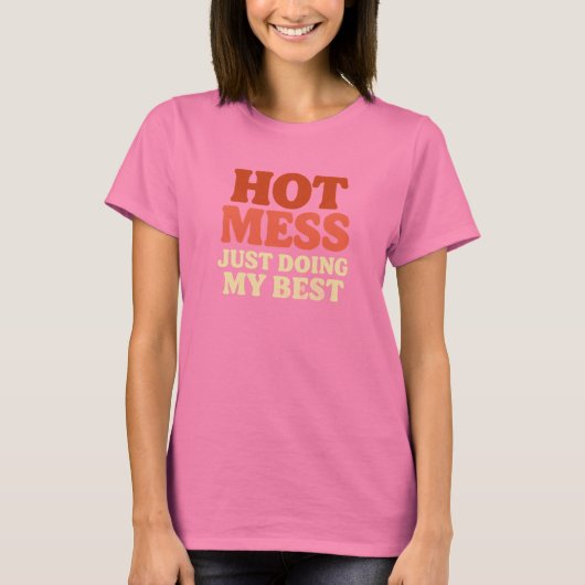 T-shirt met 'Hot Mess'-opdruk (Voorkant)