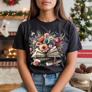T-shirt met illustratie van vintage bloemstapel bo