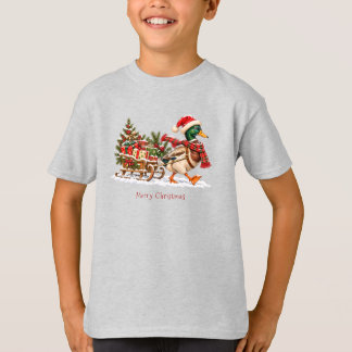 T-shirt met jongen en wilde eend slee