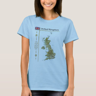 T-shirt met kaart en vlag van het VK + titel