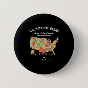 T-shirt met kaart van nationale parken Camping Vro Ronde Button 5,7 Cm