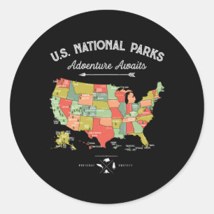 T-shirt met kaart van nationale parken Camping Vro Ronde Sticker