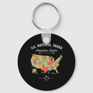 T-shirt met kaart van nationale parken Camping Vro Sleutelhanger
