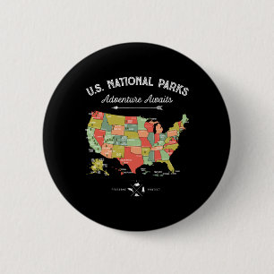 T-shirt met kaart van nationale parken voor vrouwe ronde button 5,7 cm