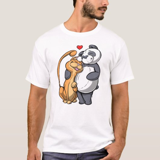 T-shirt met kat en Panda Love (Voorkant)