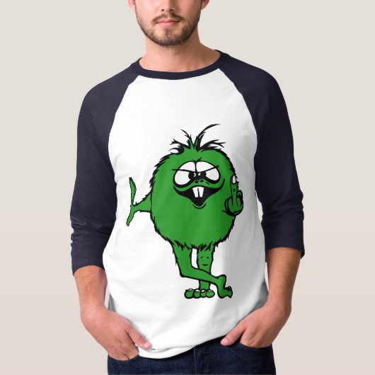T-shirt met kleine groene middelvinger (Voorkant)