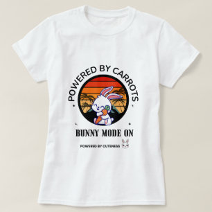 T-shirt met knuffelkonijn en wortel bij retro zons