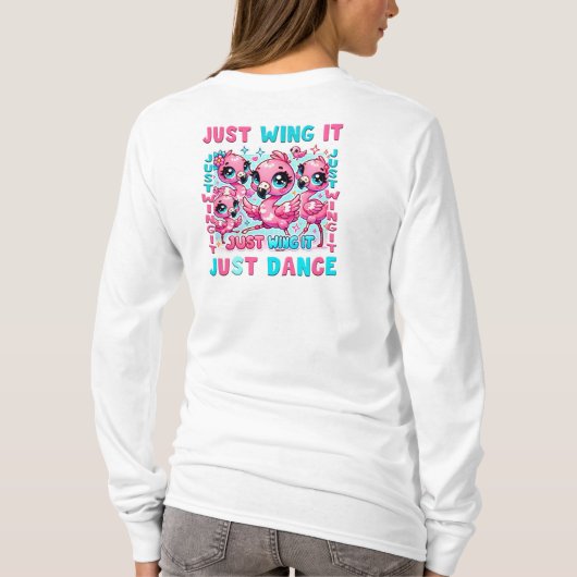 T-shirt met lange mouwen Kawaii Flamingo Mode! 🦩 (Achterkant)