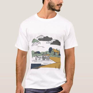 T-shirt met lijnkunstillustratie van Constable's H