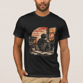 T-shirt met lokaal grunge ontwerp bij zonsondergan